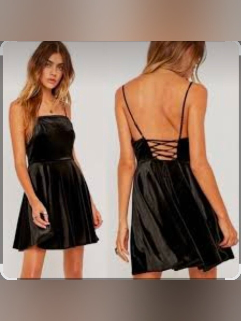 Urban Outfitters Ecote Black Velvet Lace Up Mini Dress, XS